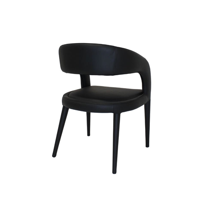 'London Dining Chair Leather Black (500) Metal Leg