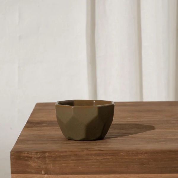 Elin Faceted Bowl - Olive