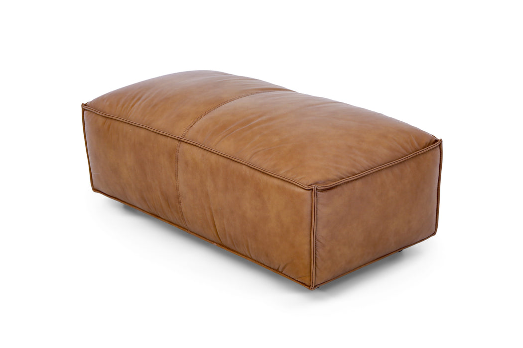 Maxwell Leather Ottoman - Camel