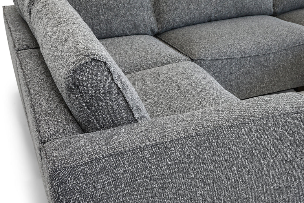 Milan 5 Piece - Licorice Fabric LHF Arm+ Armless + Corner + RHF Arm + Ottoman