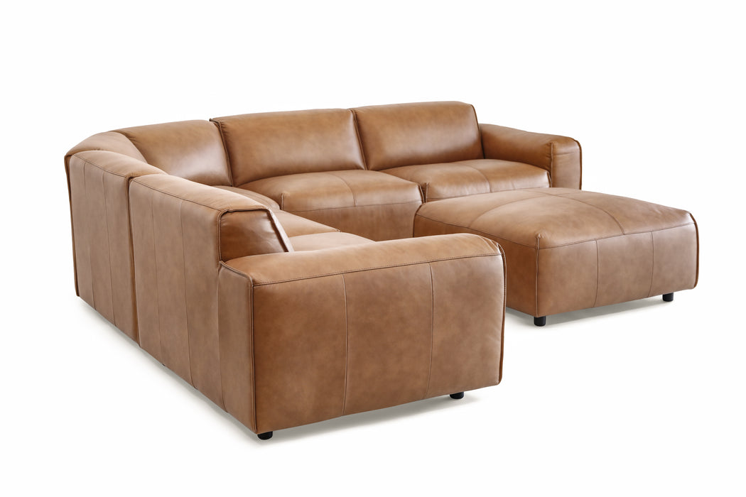 Miles 5 Piece Modular Lounge Jersey Leather Camel 664