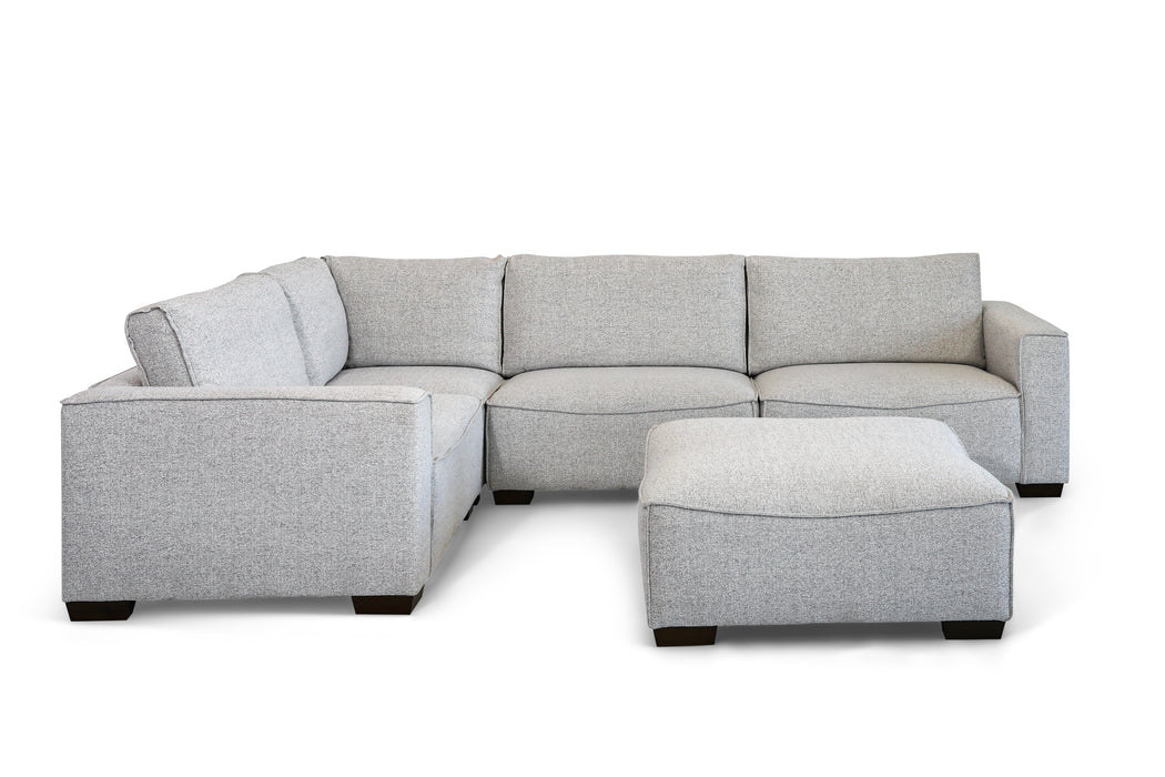 'Milan 5 Piece - Pebble Fabric LHF Arm+ Armless + Corner + RHF Arm + Ottoman