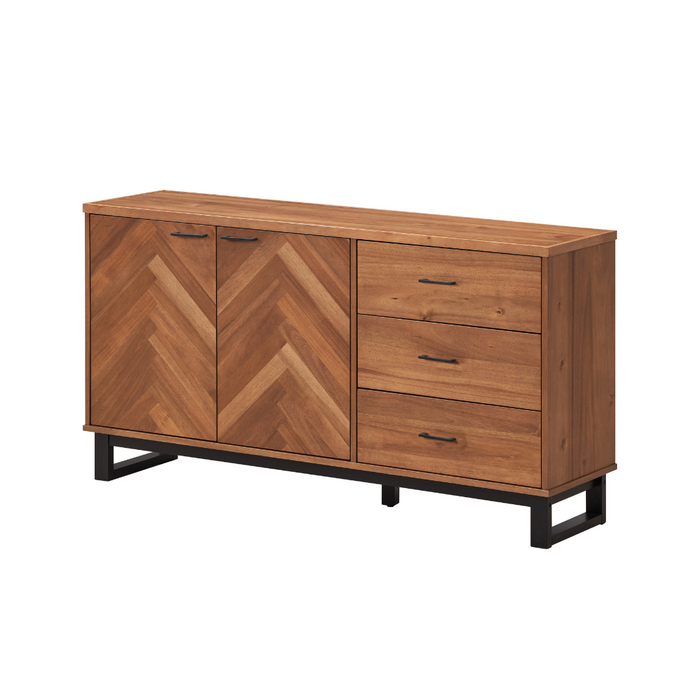 'Harry 3 Drawer / 2 Door Buffet Light Walnut / Black Leg1650x400x900
