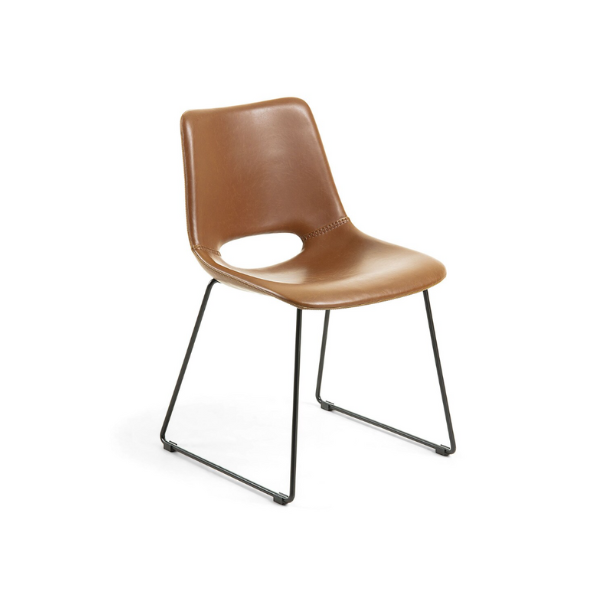 'Zebby Chair Rust Synthetic Leather - Black Legs