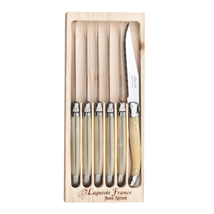 Jean Neron 6pc Steak Knife Set Light Horn