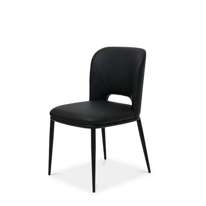 Arlo Dining Chair Leather Black 500 / Black metal Leg