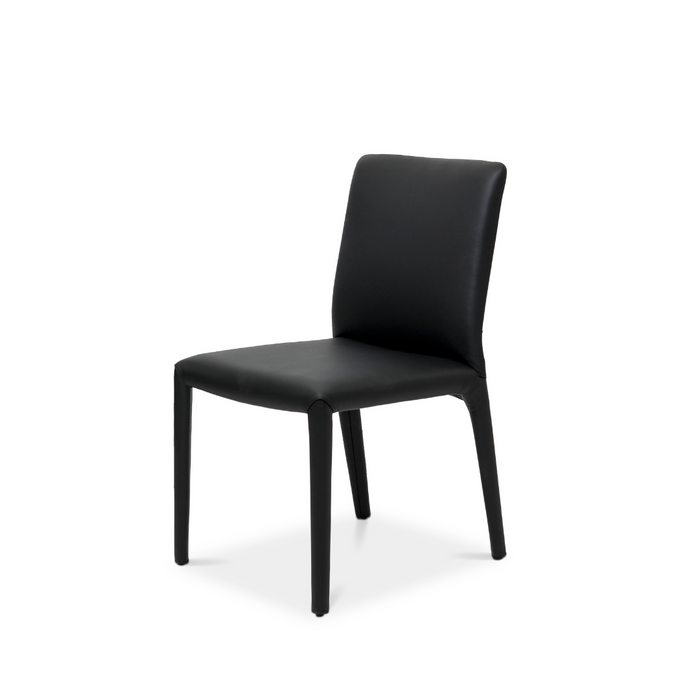 Evie Dining Chair Leather Black 500 / Black Metal Leg