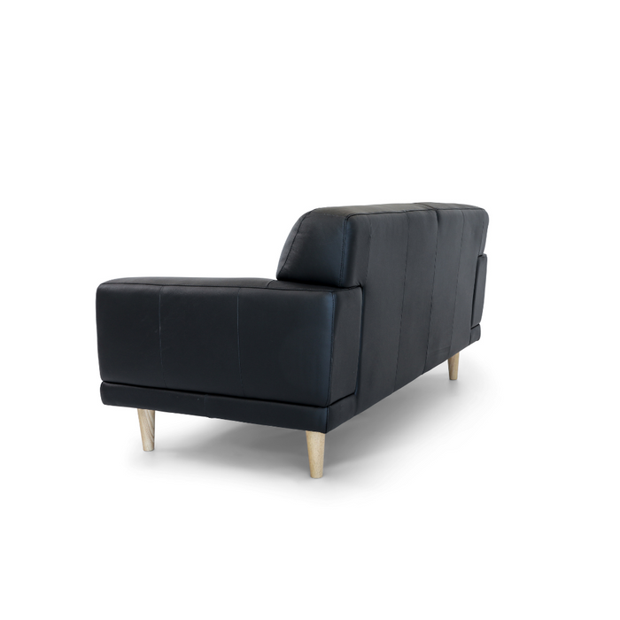 Hugo 2 Seater - Black Leather/ Timber Leg
