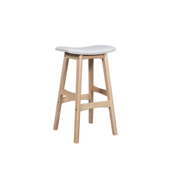 Seoul Stool (Natural Frame/White PU Seat)