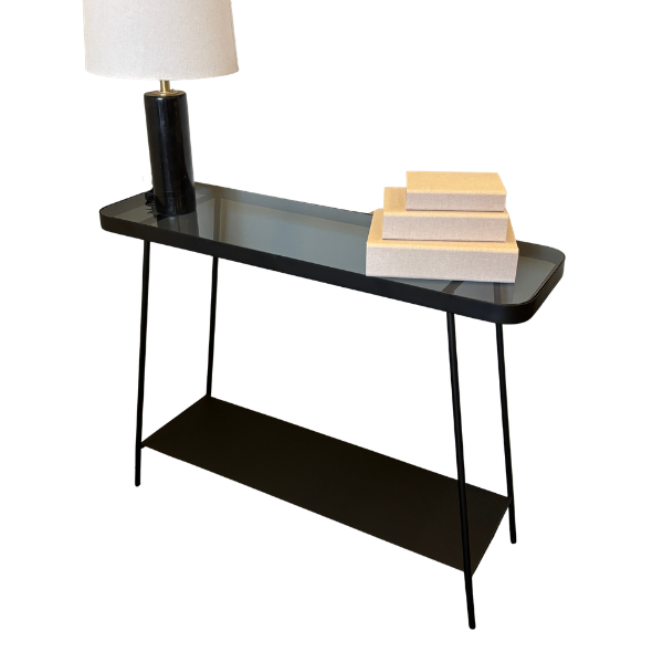 Duilia Console Table smoky black Glass