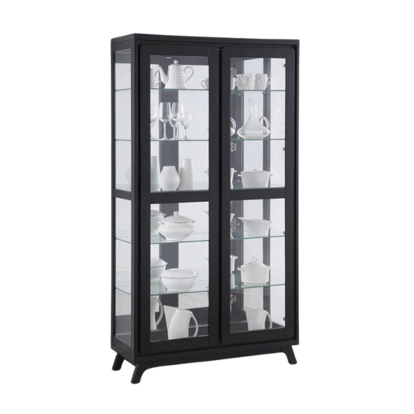 Griffith Matt Black Cabinet / Glass Shelves