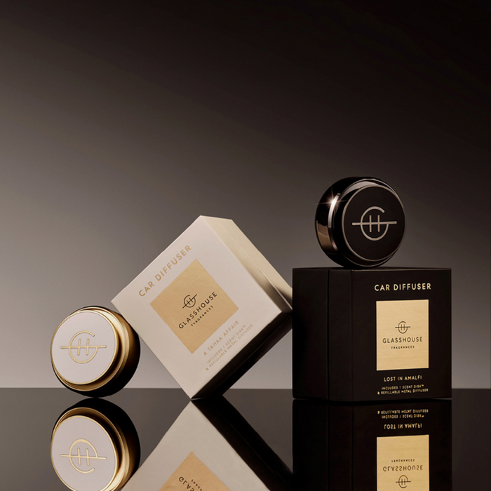 'Glasshouse Gold/White Car Diffuser - A Tahaa Affair