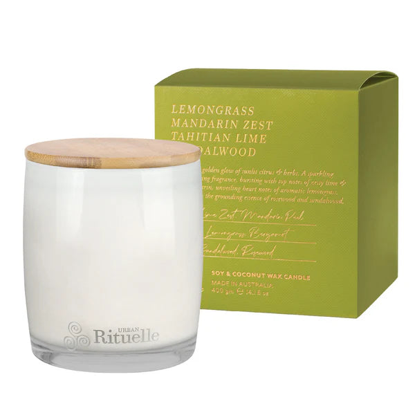 400g Candle - Lemongrass , Mandarin Zest, Tahitian Lime, Sandalwood