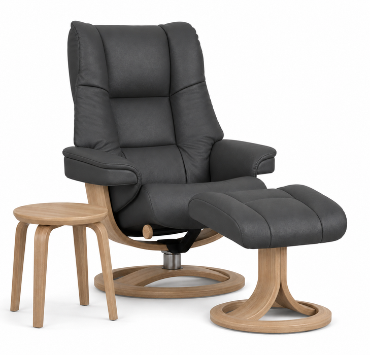 IMG Nordic 60L Chair & Ottoman Ring Base - Grey / Dusty Oak