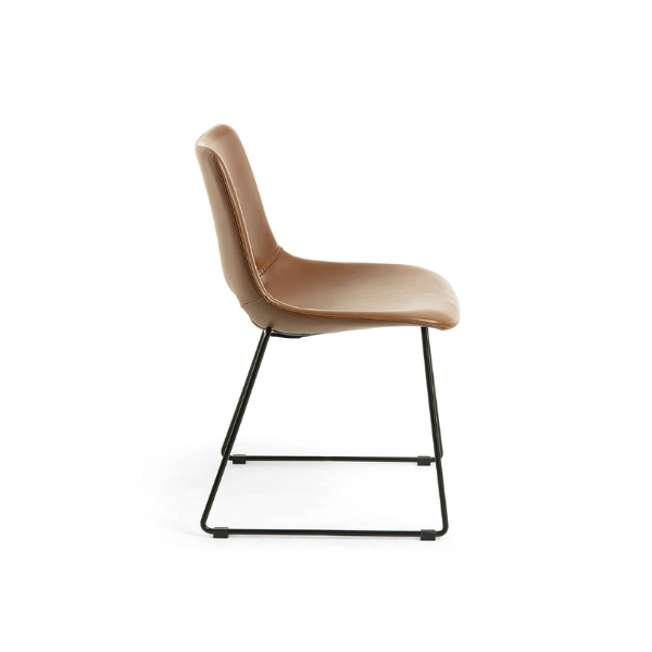'Zebby Chair Rust Synthetic Leather - Black Legs