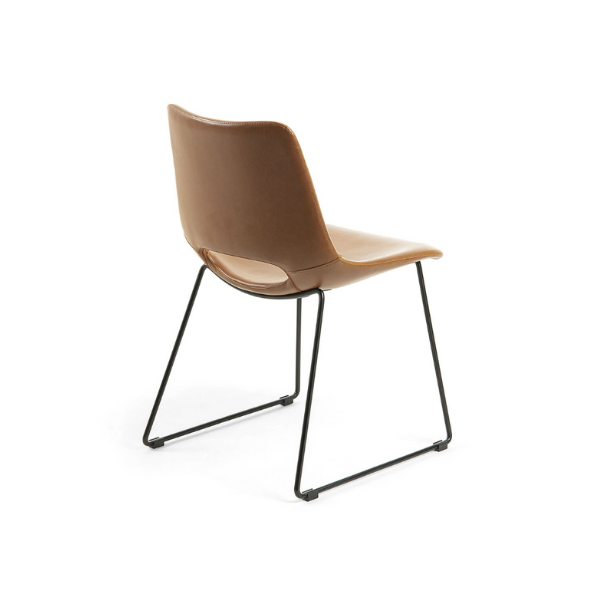 'Zebby Chair Rust Synthetic Leather - Black Legs